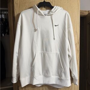 Nike White Pullover Hoodie with Black Swoosh